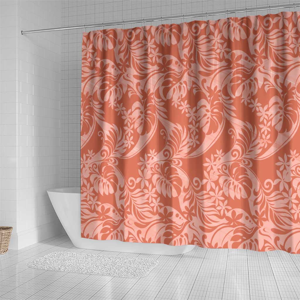 Tahiti Puatou Tiare Floral Shower Curtain Monstera Palm Tropical Leaves - Polynesian Pride
