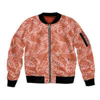 Tahiti Puatou Tiare Floral Sleeve Zip Bomber Jacket Monstera Palm Tropical Leaves LT01 Unisex Orange - Polynesian Pride
