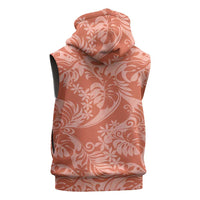 Tahiti Puatou Tiare Floral Sleeveless Hoodie Monstera Palm Tropical Leaves - Polynesian Pride