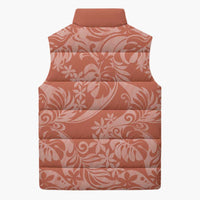 Tahiti Puatou Tiare Floral Sleeveless Puffer Jacket Monstera Palm Tropical Leaves LT01 - Polynesian Pride