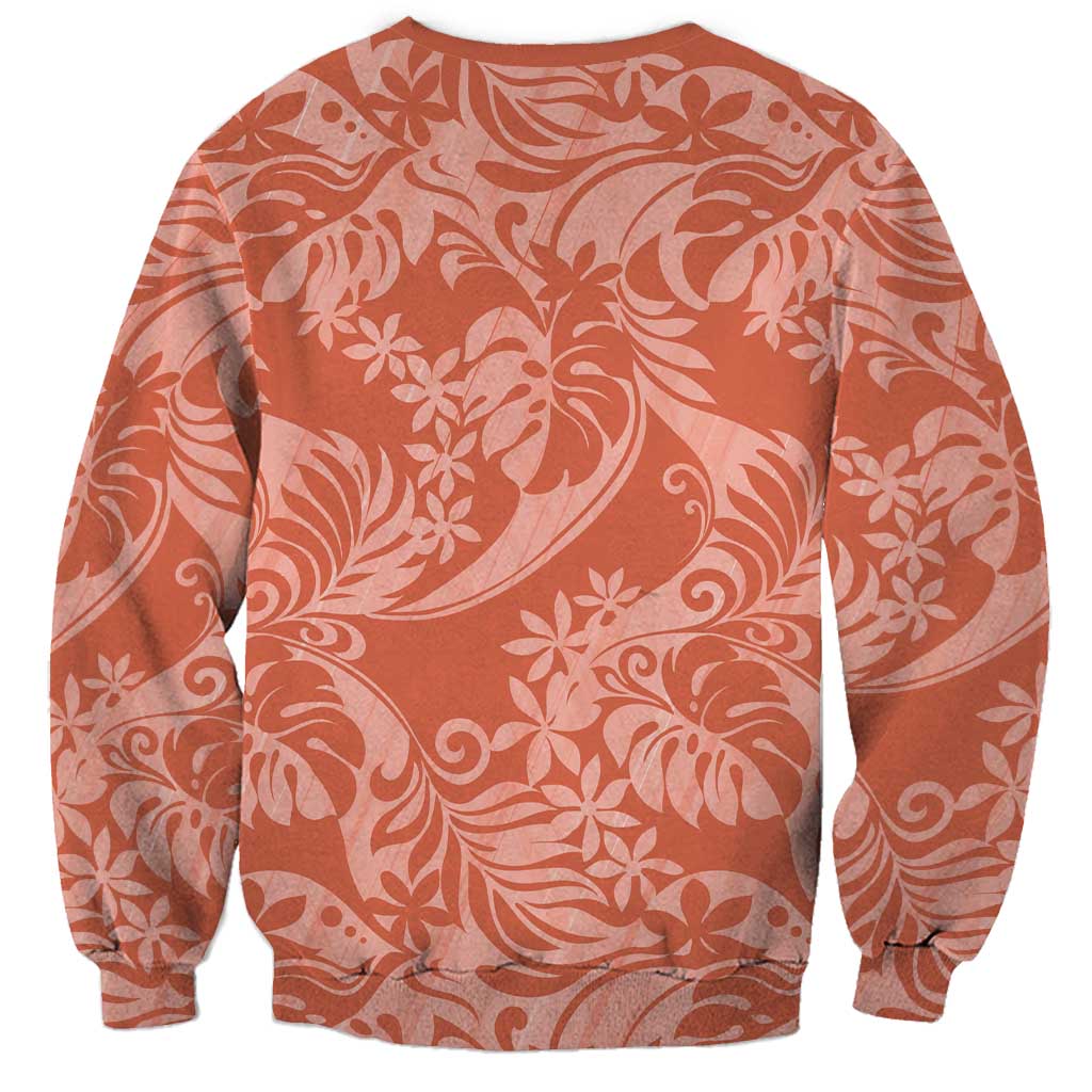 Tahiti Puatou Tiare Floral Sweatshirt Monstera Palm Tropical Leaves LT01 - Polynesian Pride