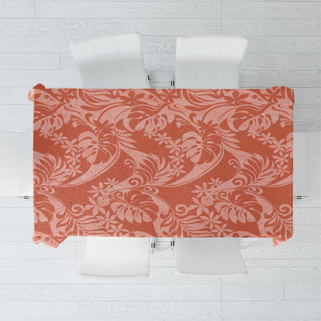 Tahiti Puatou Tiare Floral Tablecloth Monstera Palm Tropical Leaves LT01 Orange - Polynesian Pride