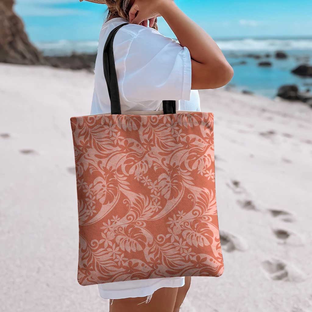 Tahiti Puatou Tiare Floral Tote Bag Monstera Palm Tropical Leaves - Polynesian Pride