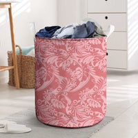Tahiti Tarona Tiare Floral Laundry Basket Monstera Palm Tropical Leaves LT01 Pink - Polynesian Pride