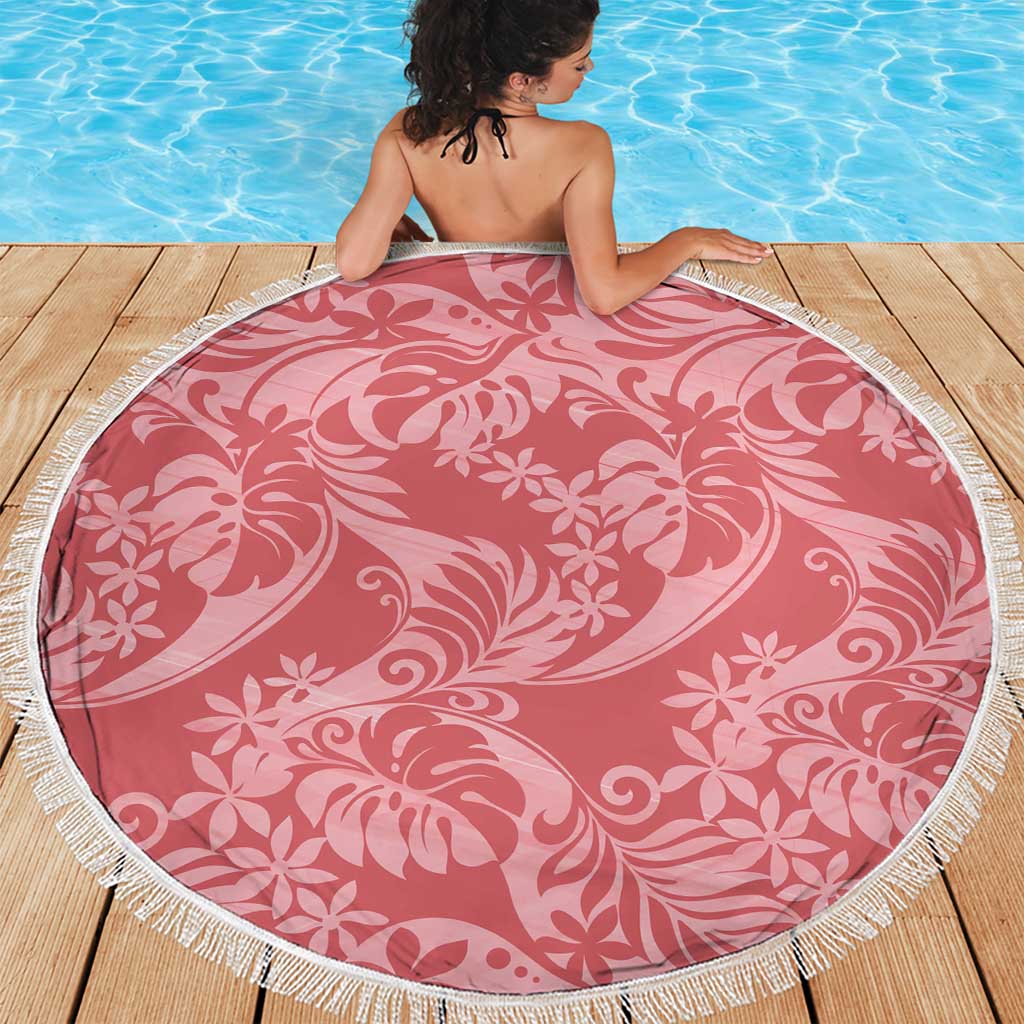 Tahiti Tarona Tiare Floral Beach Blanket Monstera Palm Tropical Leaves - Polynesian Pride