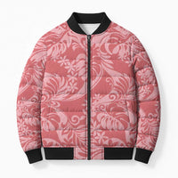 Tahiti Tarona Tiare Floral Bomber Puffer Jacket Monstera Palm Tropical Leaves - Polynesian Pride