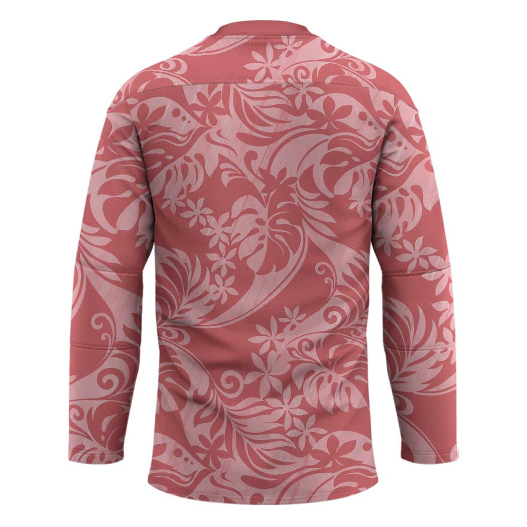 Tahiti Tarona Tiare Floral Hockey Jersey Monstera Palm Tropical Leaves - Polynesian Pride