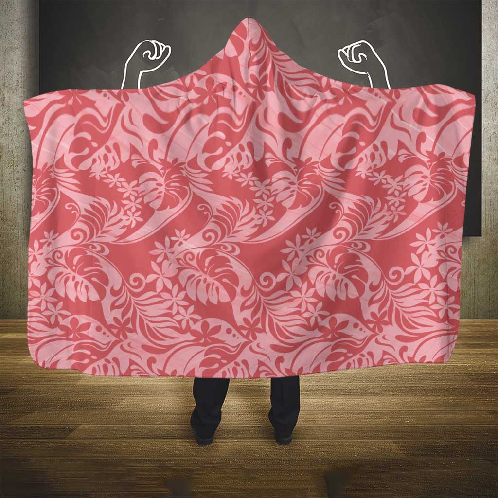 Tahiti Tarona Tiare Floral Hooded Blanket Monstera Palm Tropical Leaves - Polynesian Pride
