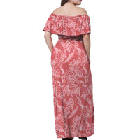 Tahiti Tarona Tiare Floral Off Shoulder Maxi Dress Monstera Palm Tropical Leaves - Polynesian Pride
