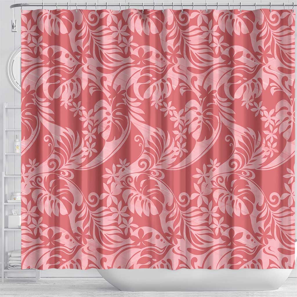 Tahiti Tarona Tiare Floral Shower Curtain Monstera Palm Tropical Leaves - Polynesian Pride