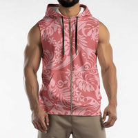 Tahiti Tarona Tiare Floral Sleeveless Zip Hoodie Monstera Palm Tropical Leaves - Polynesian Pride