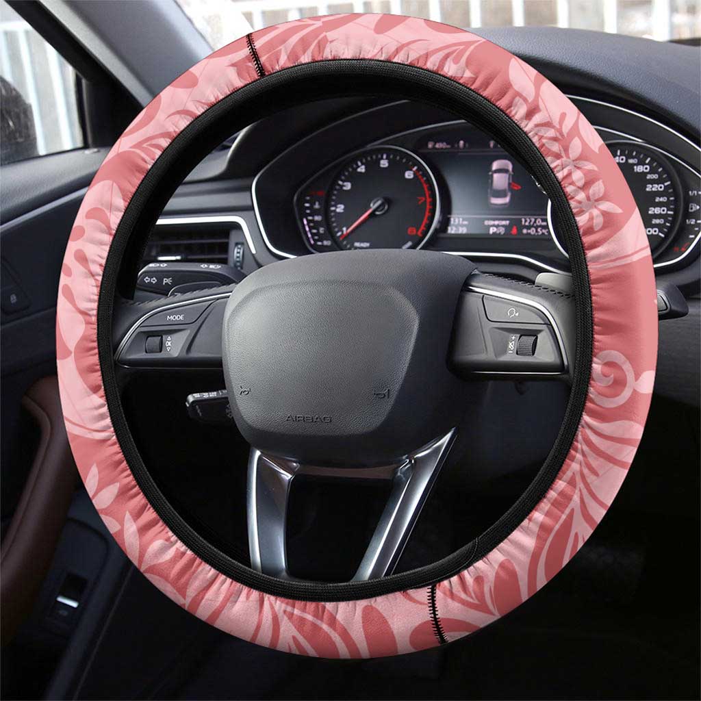 Tahiti Tarona Tiare Floral Steering Wheel Cover Monstera Palm Tropical Leaves LT01 - Polynesian Pride