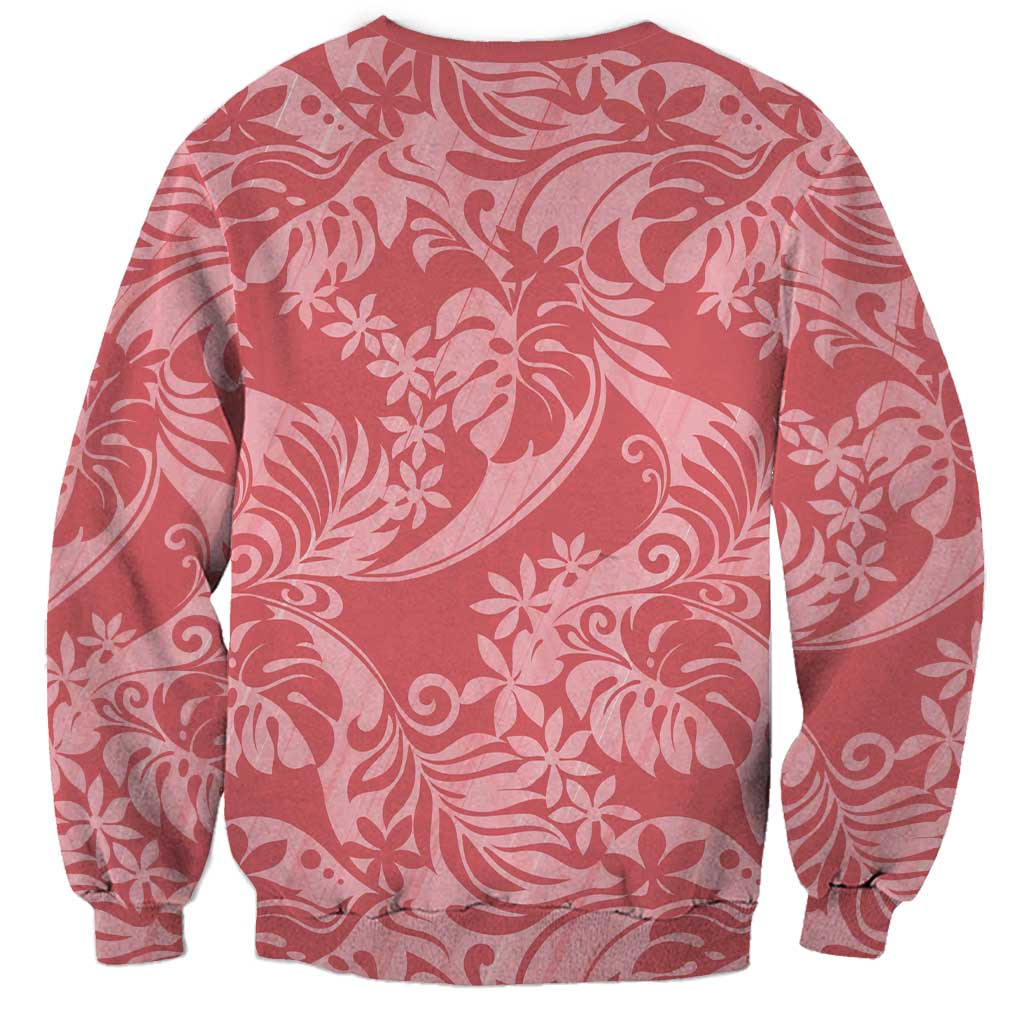 Tahiti Tarona Tiare Floral Sweatshirt Monstera Palm Tropical Leaves - Polynesian Pride