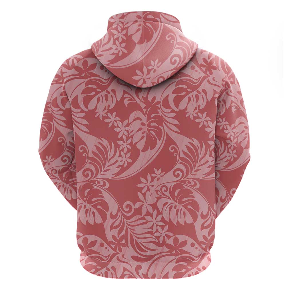 Tahiti Tarona Tiare Floral Zip Hoodie Monstera Palm Tropical Leaves - Polynesian Pride