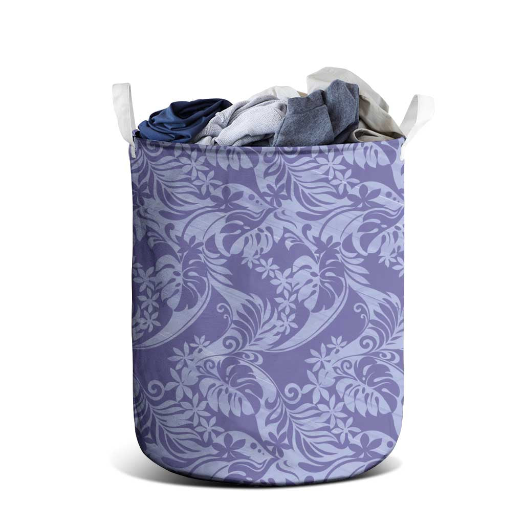 Tahiti Vareau Tiare Floral Laundry Basket Monstera Palm Tropical Leaves LT01 - Polynesian Pride