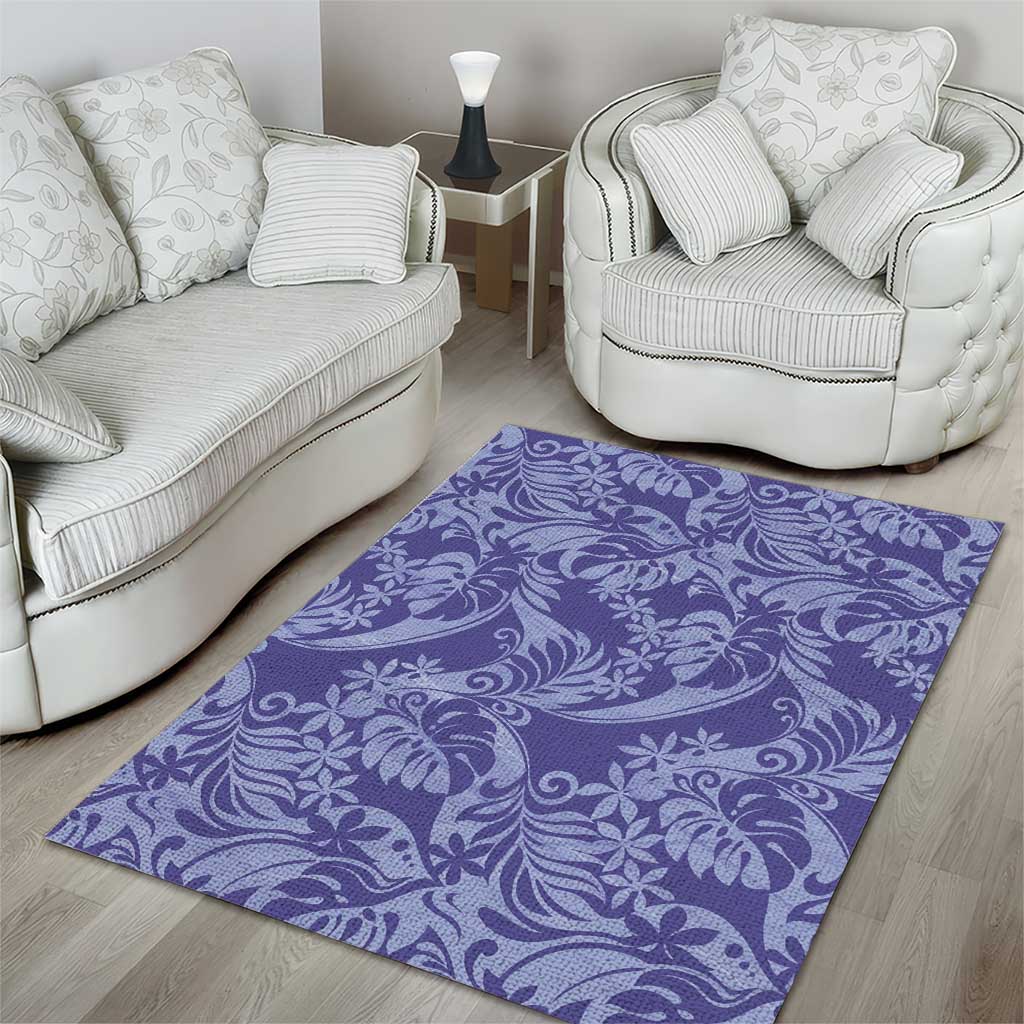 Tahiti Vareau Tiare Floral Area Rug Monstera Palm Tropical Leaves - Polynesian Pride