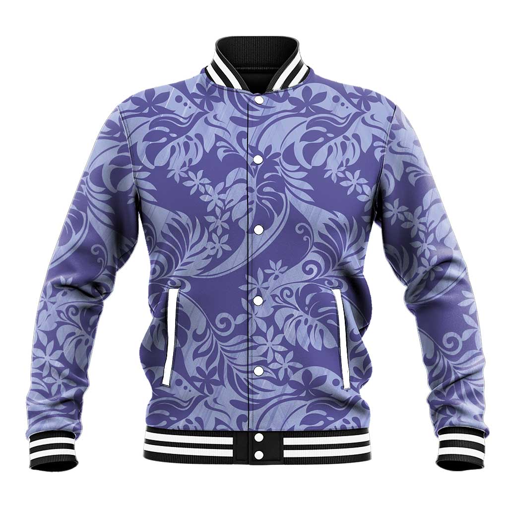 Tahiti Vareau Tiare Floral Baseball Jacket Monstera Palm Tropical Leaves - Polynesian Pride