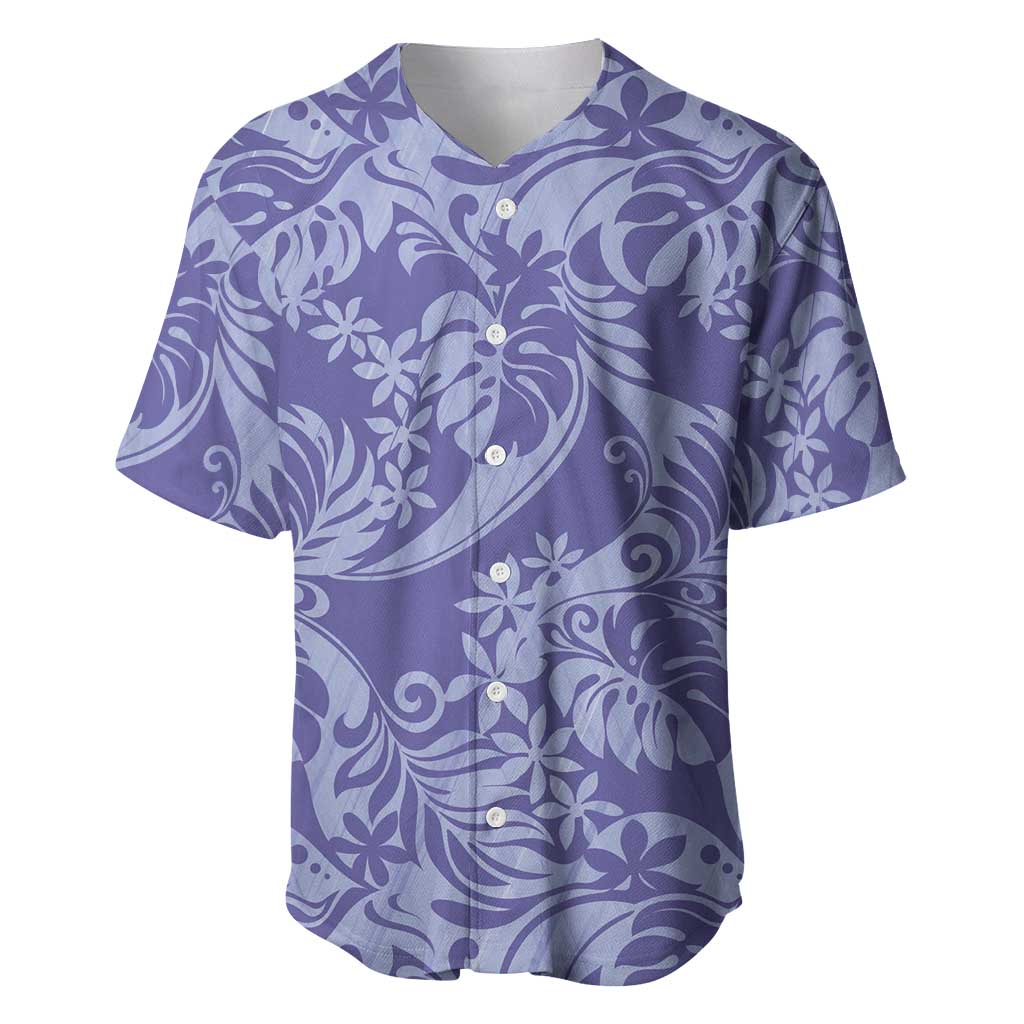 Tahiti Vareau Tiare Floral Baseball Jersey Monstera Palm Tropical Leaves LT01 Purple - Polynesian Pride