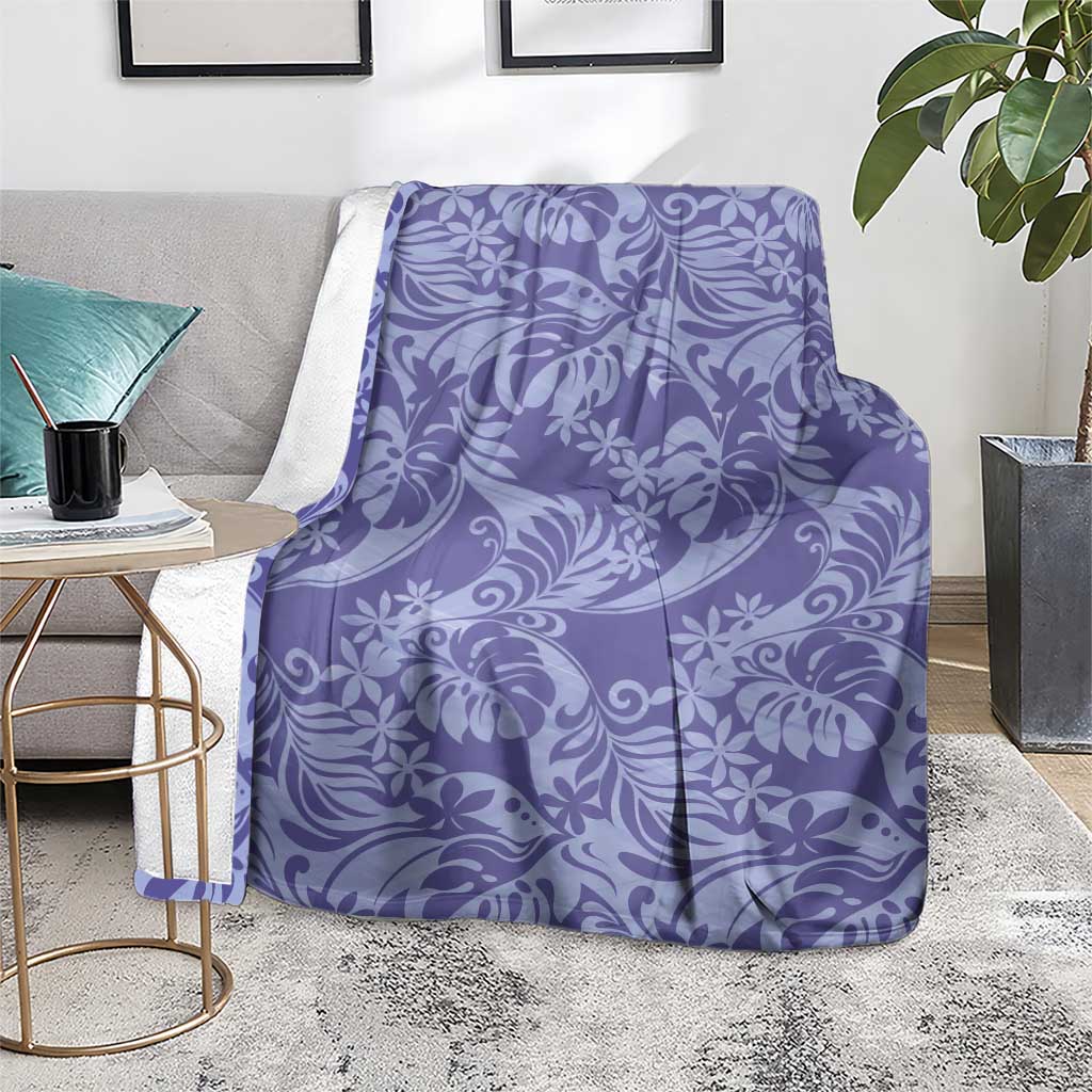 Tahiti Vareau Tiare Floral Blanket Monstera Palm Tropical Leaves - Polynesian Pride