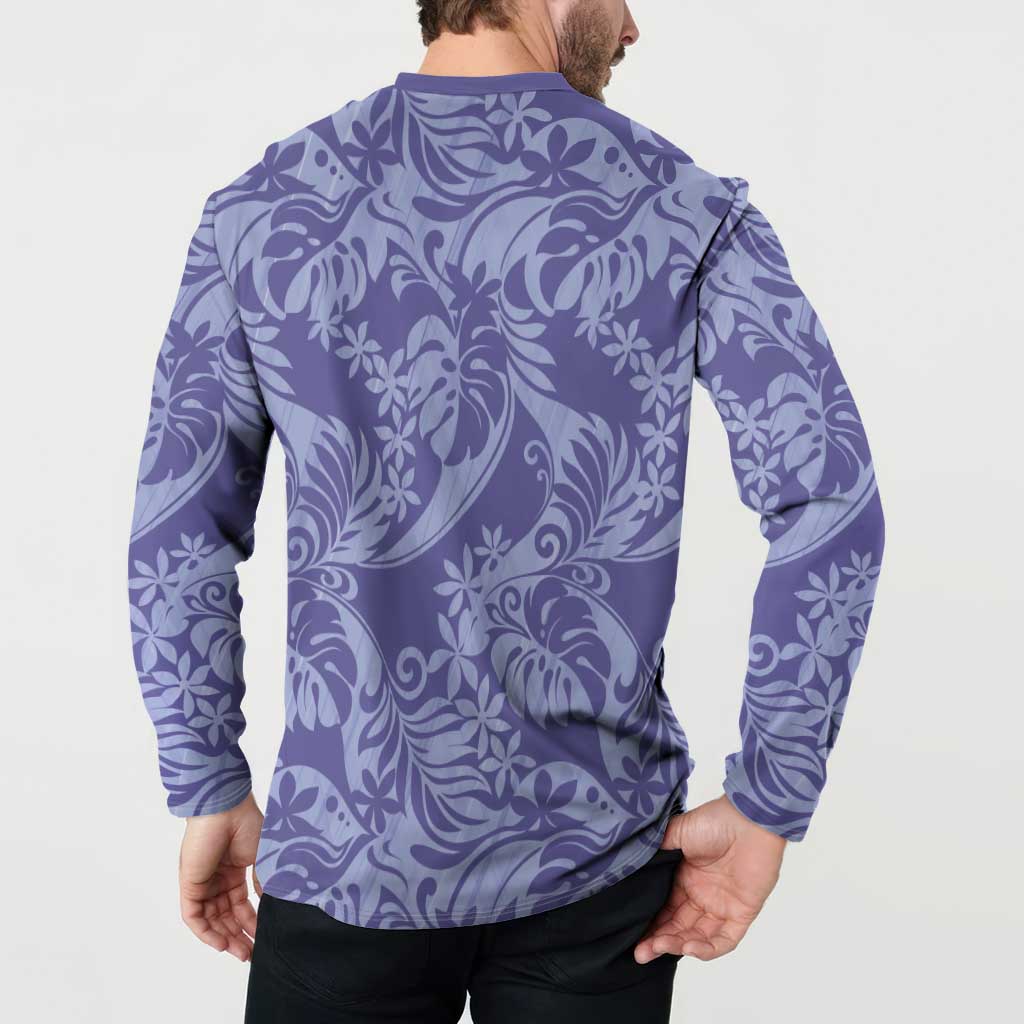 Tahiti Vareau Tiare Floral Button Sweatshirt Monstera Palm Tropical Leaves - Polynesian Pride