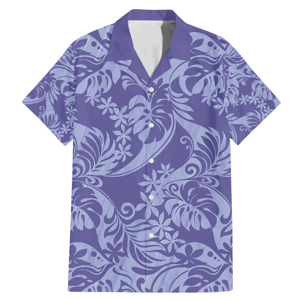 Tahiti Vareau Tiare Floral Family Matching Mermaid Dress and Hawaiian Shirt Monstera Palm Tropical Leaves - Polynesian Pride