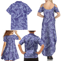 Tahiti Vareau Tiare Floral Family Matching Summer Maxi Dress and Hawaiian Shirt Monstera Palm Tropical Leaves - Polynesian Pride