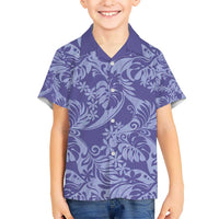Tahiti Vareau Tiare Floral Kid Hawaiian Shirt Monstera Palm Tropical Leaves - Polynesian Pride
