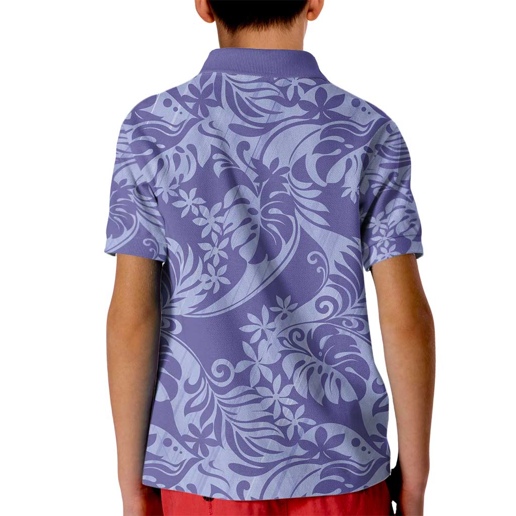 Tahiti Vareau Tiare Floral Kid Polo Shirt Monstera Palm Tropical Leaves - Polynesian Pride