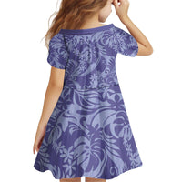 Tahiti Vareau Tiare Floral Kid Short Sleeve Dress Monstera Palm Tropical Leaves - Polynesian Pride