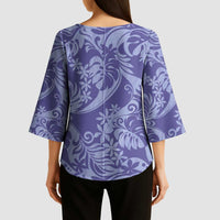 Tahiti Vareau Tiare Floral Kimono Sleeve Blouse Monstera Palm Tropical Leaves - Polynesian Pride
