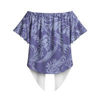 Tahiti Vareau Tiare Floral Off Shoulder Wrap Waist Top Monstera Palm Tropical Leaves LT01 - Polynesian Pride