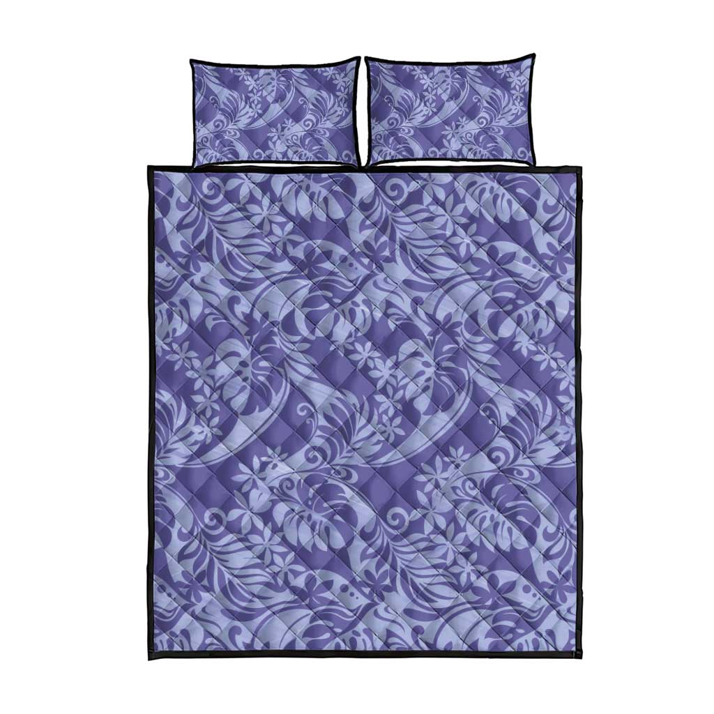 Tahiti Vareau Tiare Floral Quilt Bed Set Monstera Palm Tropical Leaves - Polynesian Pride