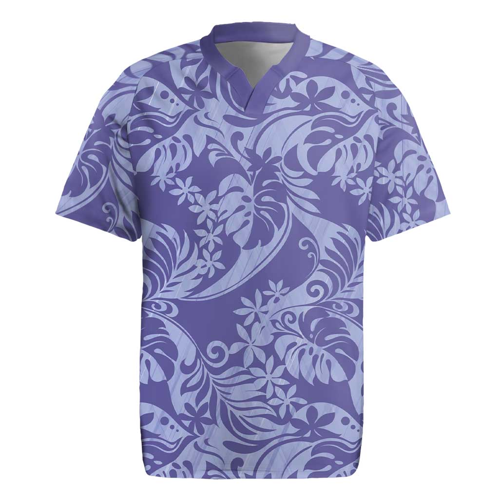 Tahiti Vareau Tiare Floral Rugby Jersey Monstera Palm Tropical Leaves - Polynesian Pride