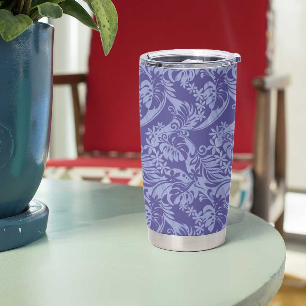 Tahiti Vareau Tiare Floral Tumbler Cup Monstera Palm Tropical Leaves - Polynesian Pride