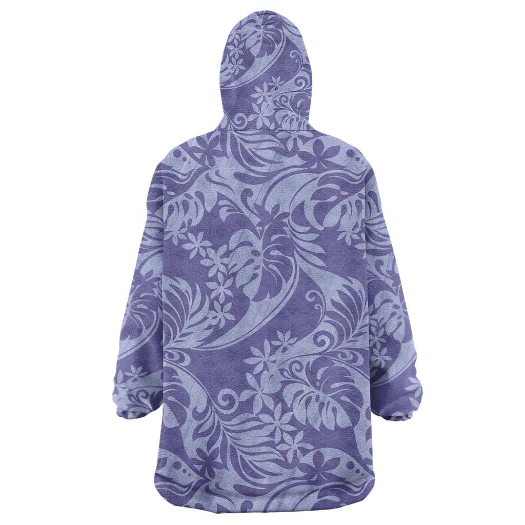 Tahiti Vareau Tiare Floral Wearable Blanket Hoodie Monstera Palm Tropical Leaves - Polynesian Pride