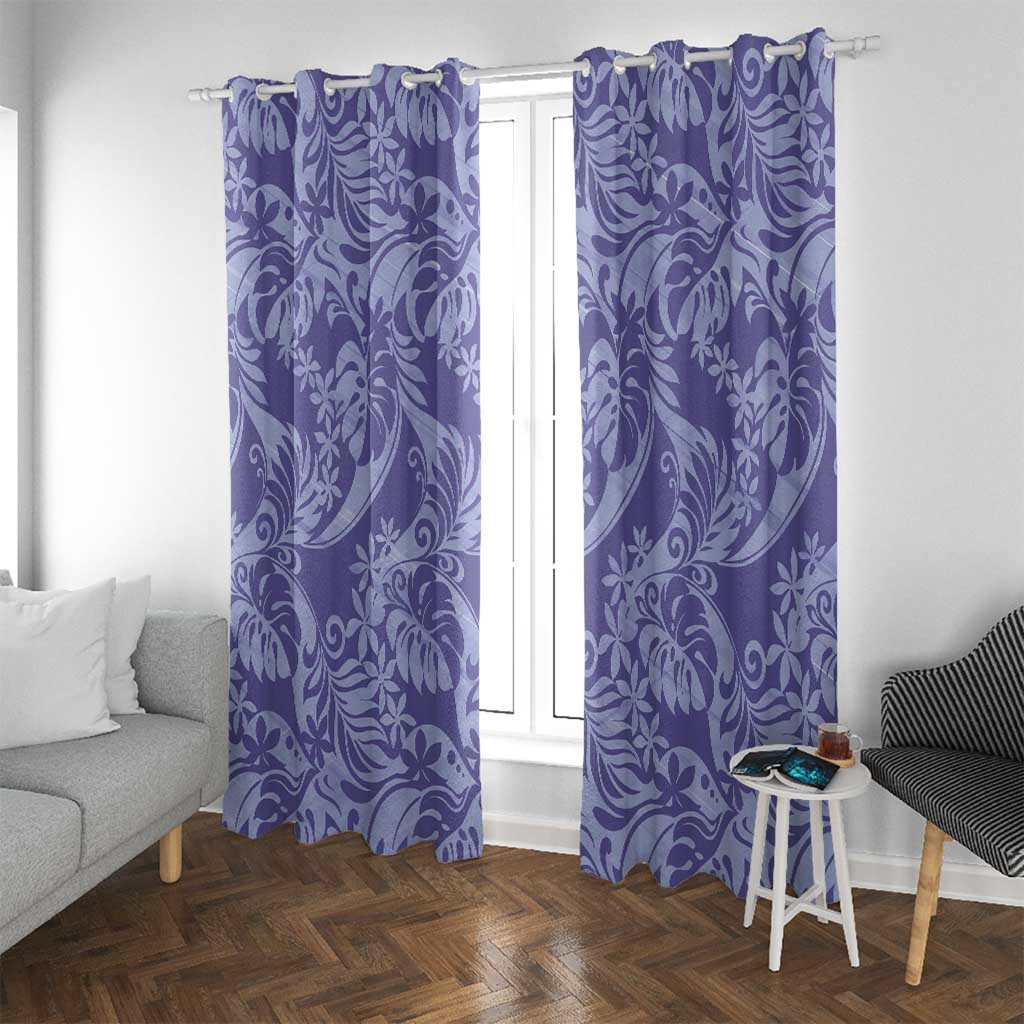 Tahiti Vareau Tiare Floral Window Curtain Monstera Palm Tropical Leaves - Polynesian Pride
