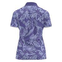 Tahiti Vareau Tiare Floral Women Polo Shirt Monstera Palm Tropical Leaves - Polynesian Pride
