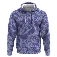 Tahiti Vareau Tiare Floral Zip Hoodie Monstera Palm Tropical Leaves LT01 Pullover Hoodie Purple - Polynesian Pride