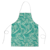 Tahiti Teal Tiare Floral Apron Monstera Palm Tropical Leaves - Polynesian Pride