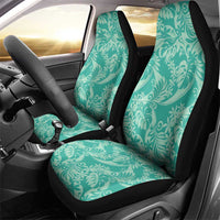 Tahiti Teal Tiare Floral Car Seat Cover Monstera Palm Tropical Leaves - Polynesian Pride