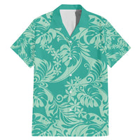 Tahiti Teal Tiare Floral Family Matching Mermaid Dress and Hawaiian Shirt Monstera Palm Tropical Leaves - Polynesian Pride