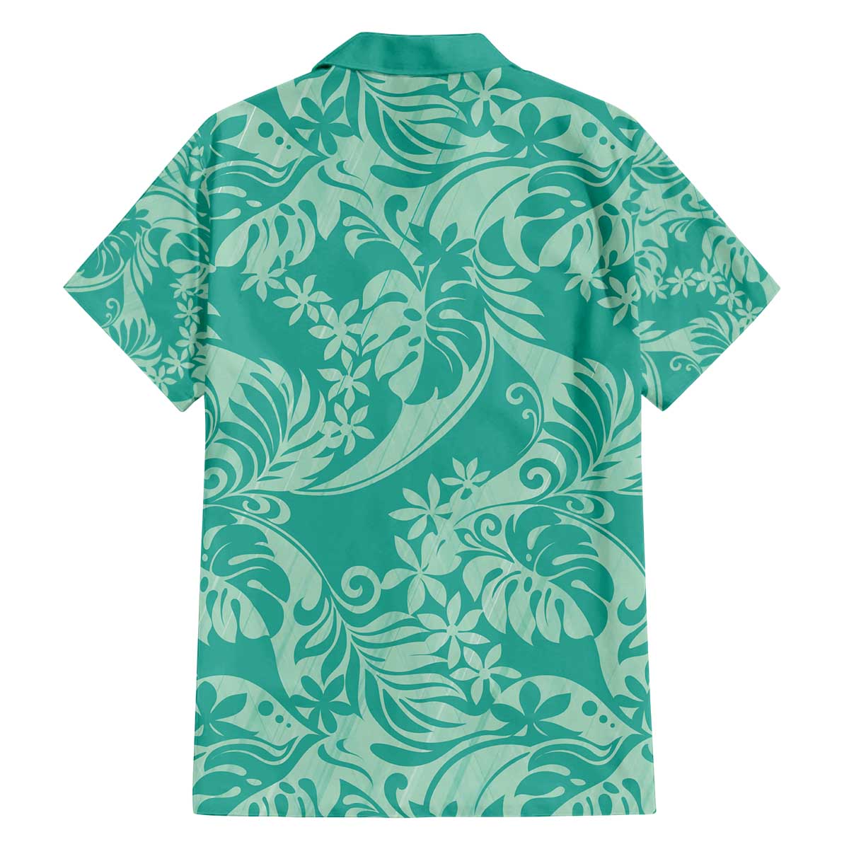 Tahiti Teal Tiare Floral Family Matching Off The Shoulder Long Sleeve Dress and Hawaiian Shirt Monstera Palm Tropical Leaves - Polynesian Pride