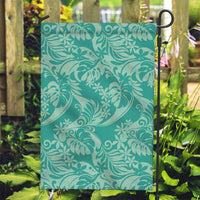 Tahiti Teal Tiare Floral Garden Flag Monstera Palm Tropical Leaves - Polynesian Pride