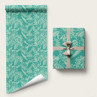 Tahiti Teal Tiare Floral Wrapping Paper Monstera Palm Tropical Leaves - Polynesian Pride
