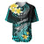 Hawaii Baseball Jersey Polynesian Shark with Kakau Turquoise Version LT01 Turquoise - Polynesian Pride