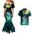 Hawaii Couples Matching Mermaid Dress and Hawaiian Shirt Polynesian Shark with Kakau Turquoise Version LT01 - Polynesian Pride