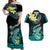 Hawaii Couples Matching Off Shoulder Maxi Dress and Hawaiian Shirt Polynesian Shark with Kakau Turquoise Version LT01 Turquoise - Polynesian Pride