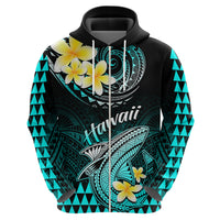 Hawaii Hoodie Polynesian Shark with Kakau Turquoise Version LT01 - Polynesian Pride