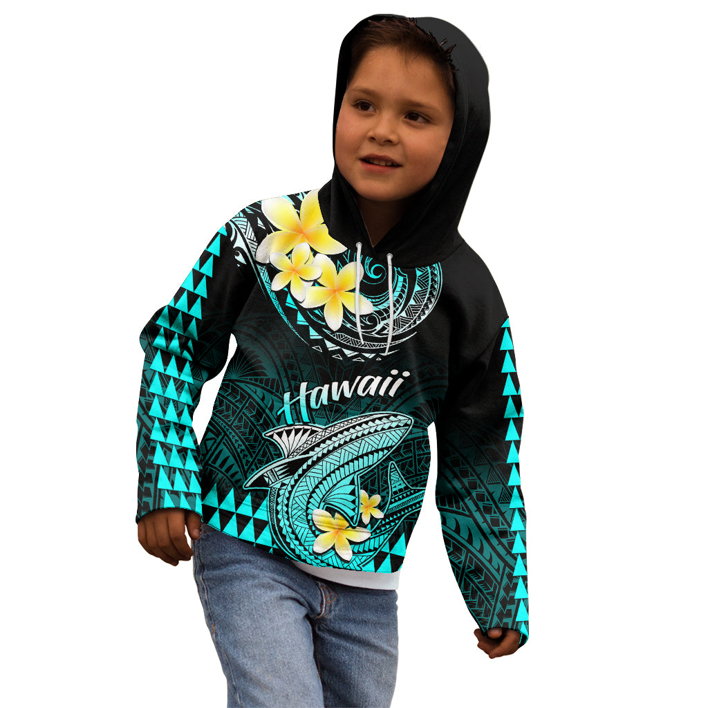 Hawaii Kid Hoodie Polynesian Shark with Kakau Turquoise Version LT01 - Polynesian Pride