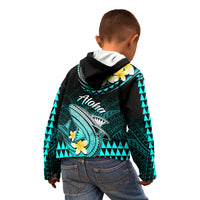 Hawaii Kid Hoodie Polynesian Shark with Kakau Turquoise Version LT01 - Polynesian Pride